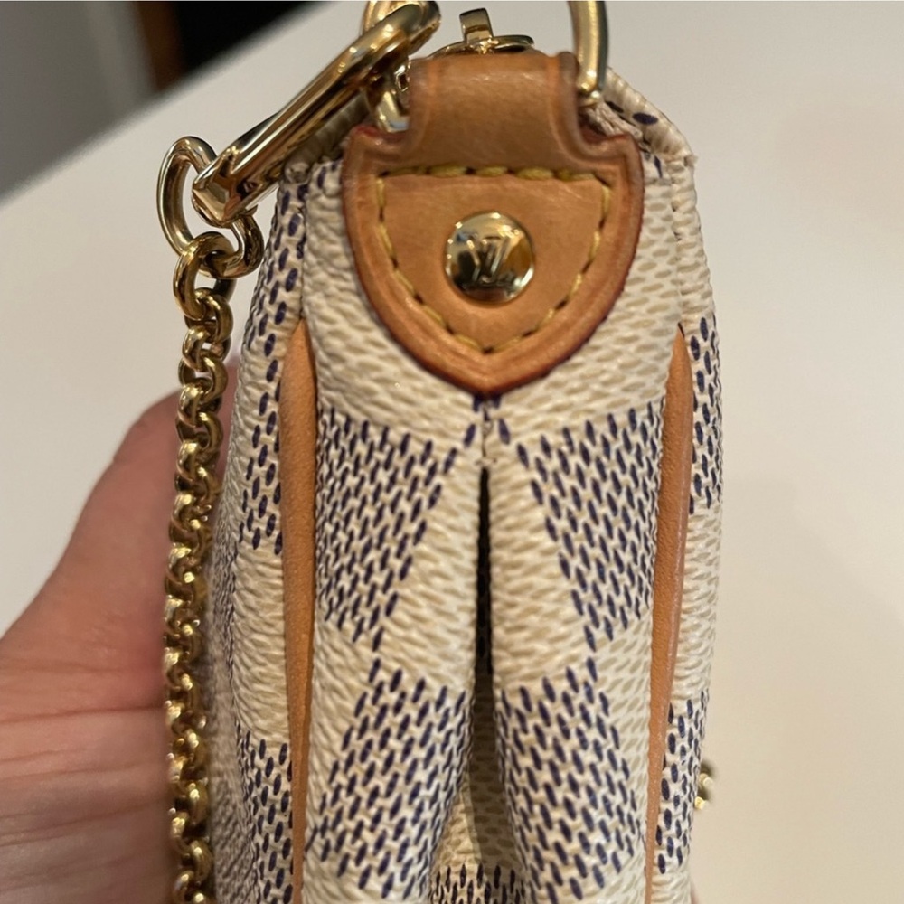 Louis Vuitton Eva Damier Azur Chain Clutch 2 Way Purse Crossbody Pouchette - Picture 11 of 16